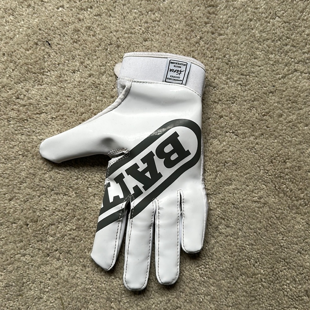 White battle size small football gloves